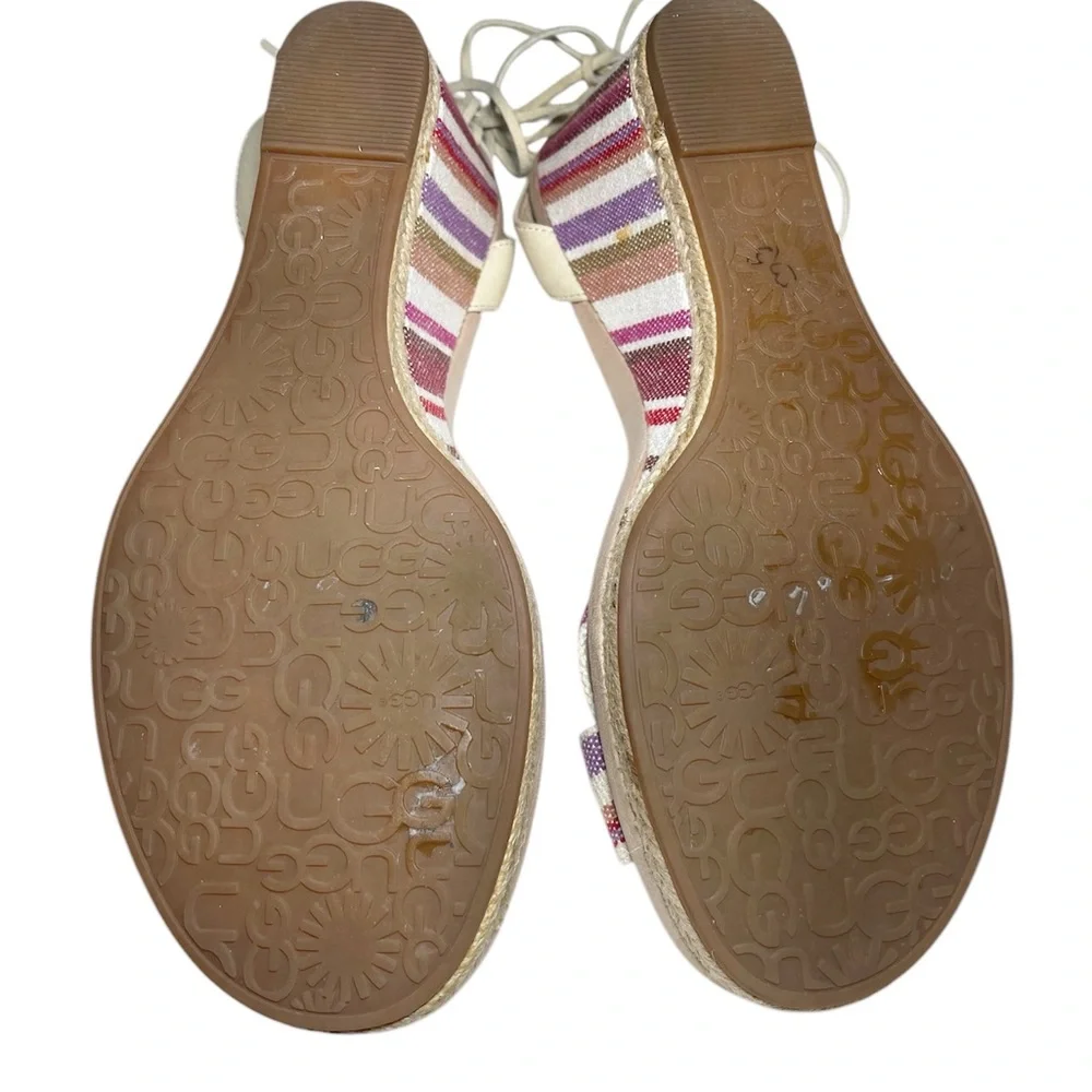 Ugg‎ Stripe Stylish Multicolor Wedge Sandals Sz 10